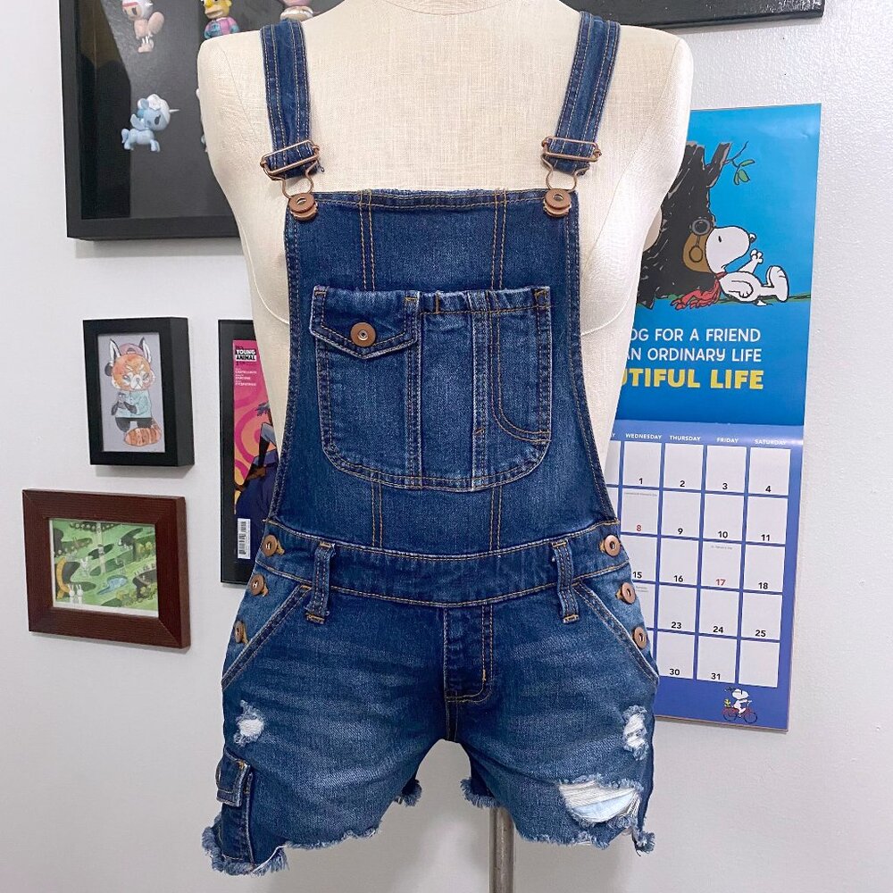 Blue Jean Overall Shorts